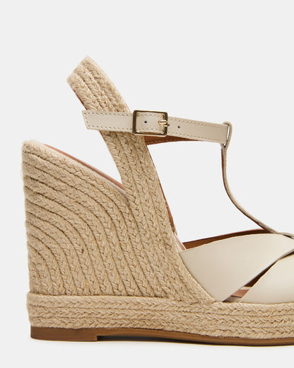 Steve Madden THELMA Bone Leather Espadrille Wedge Ankle Strap Women's Sandal