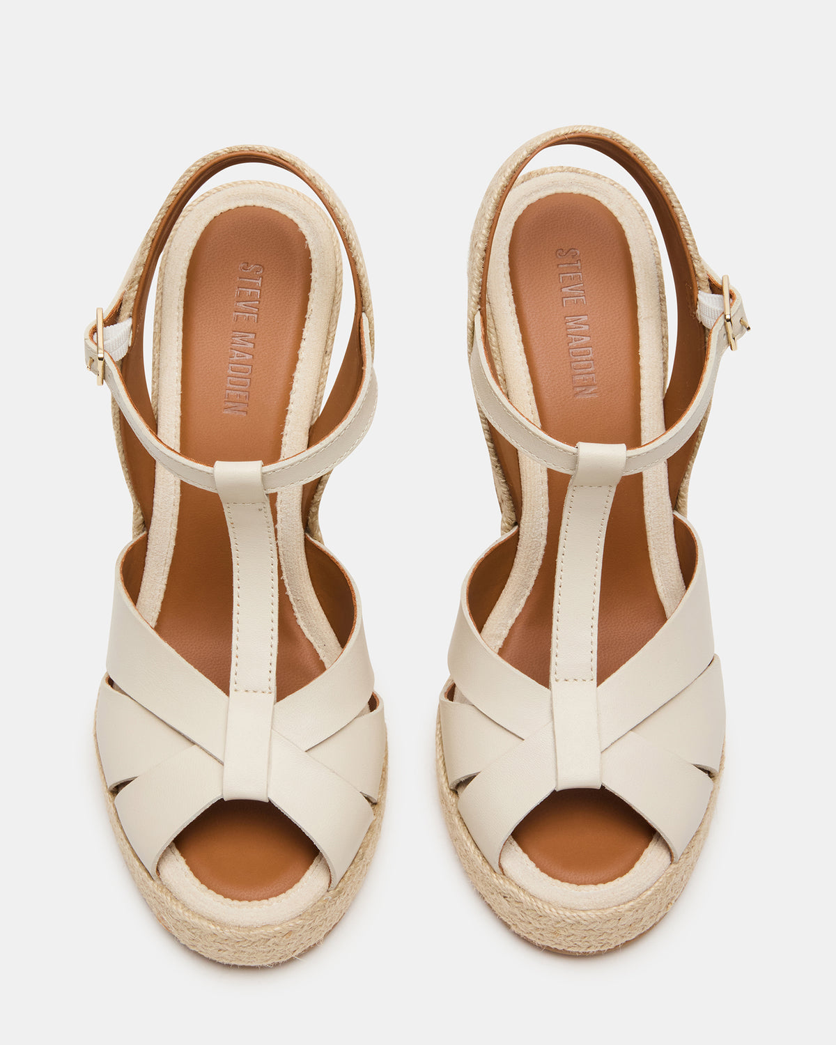 Steve Madden THELMA Bone Leather Espadrille Wedge Ankle Strap Women's Sandal