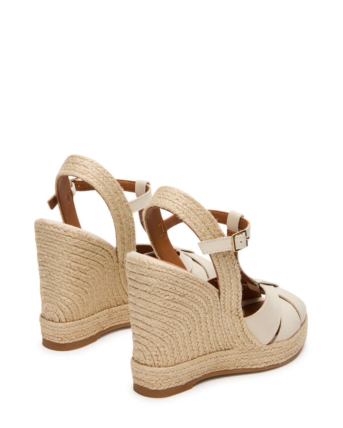 Steve Madden THELMA Bone Leather Espadrille Wedge Ankle Strap Women's Sandal