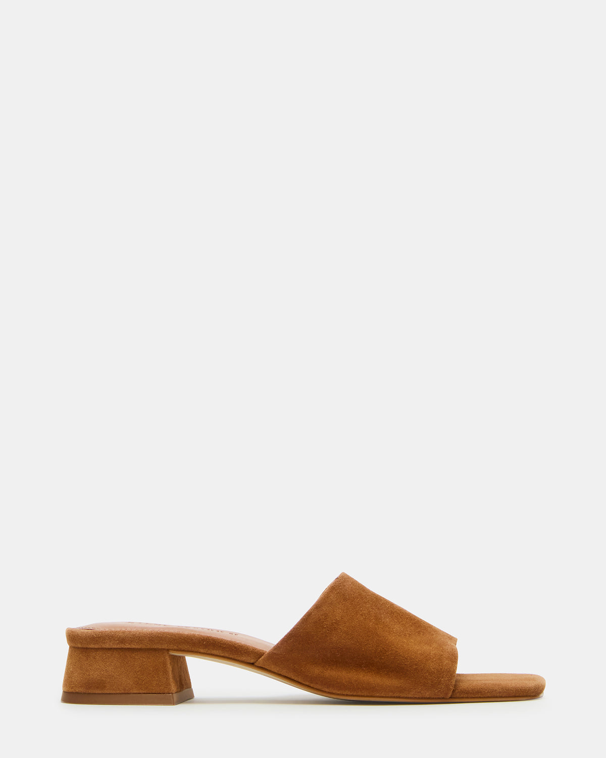 Steve Madden MONTGOMERY Chestnut Suede Square-Toe Slide Mule Women's Sandal