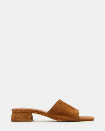 Steve Madden MONTGOMERY Chestnut Suede Square-Toe Slide Mule Women's Sandal