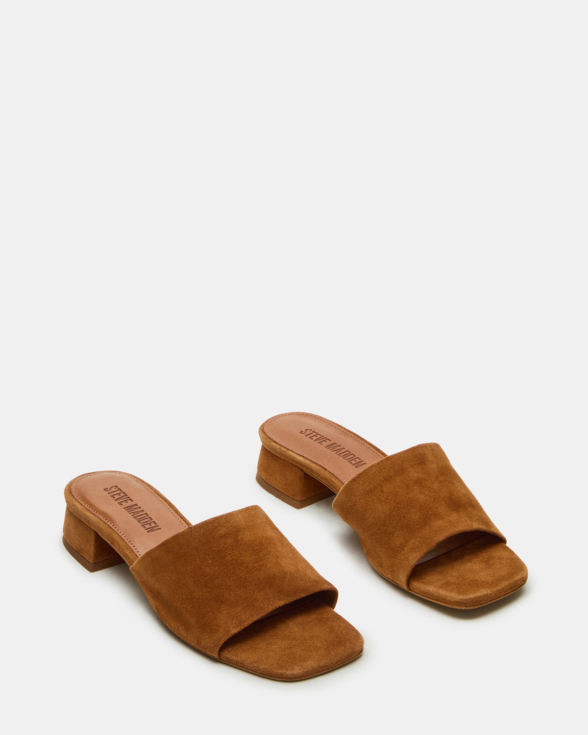 Steve Madden MONTGOMERY Chestnut Suede Square-Toe Slide Mule Women's Sandal