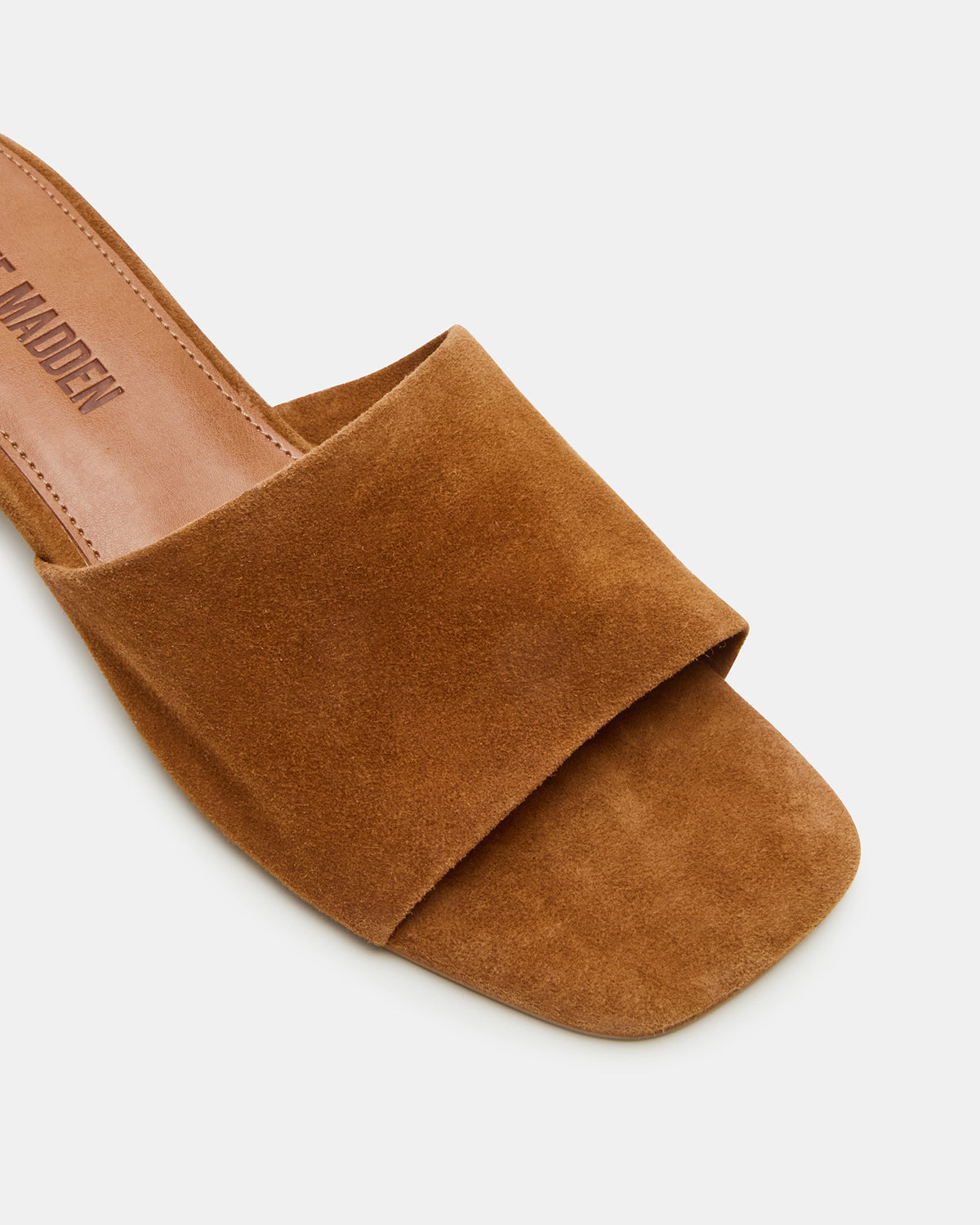 Steve Madden MONTGOMERY Chestnut Suede Square-Toe Slide Mule Women's Sandal