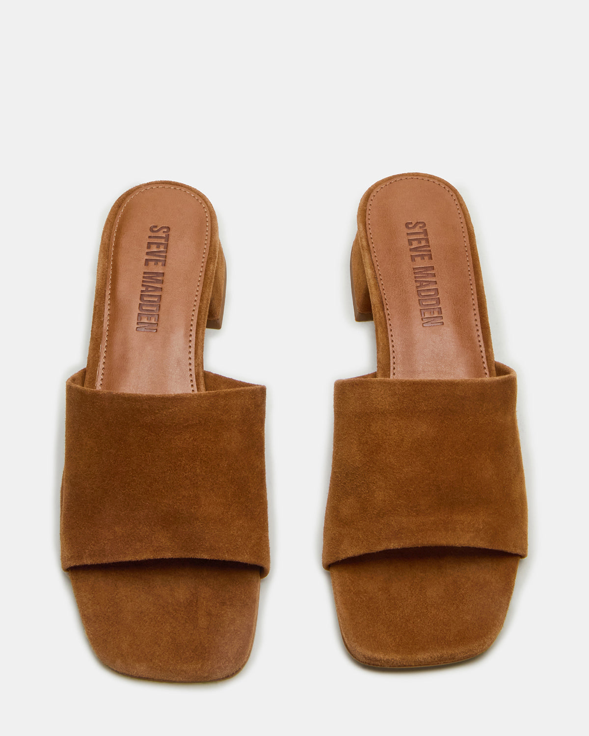 Steve Madden MONTGOMERY Chestnut Suede Square-Toe Slide Mule Women's Sandal