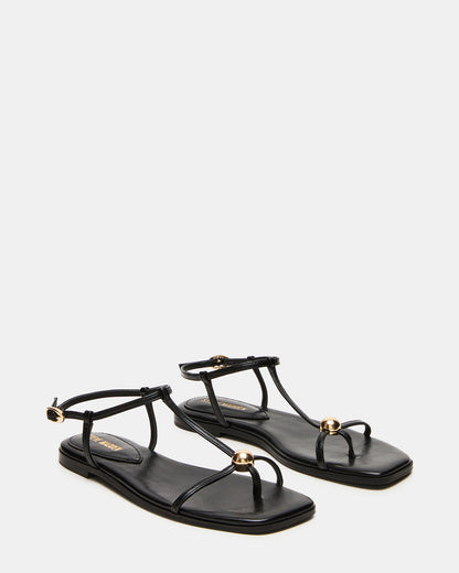 Steve Madden RITZY Black Square-Toe Strappy Women's Sandal