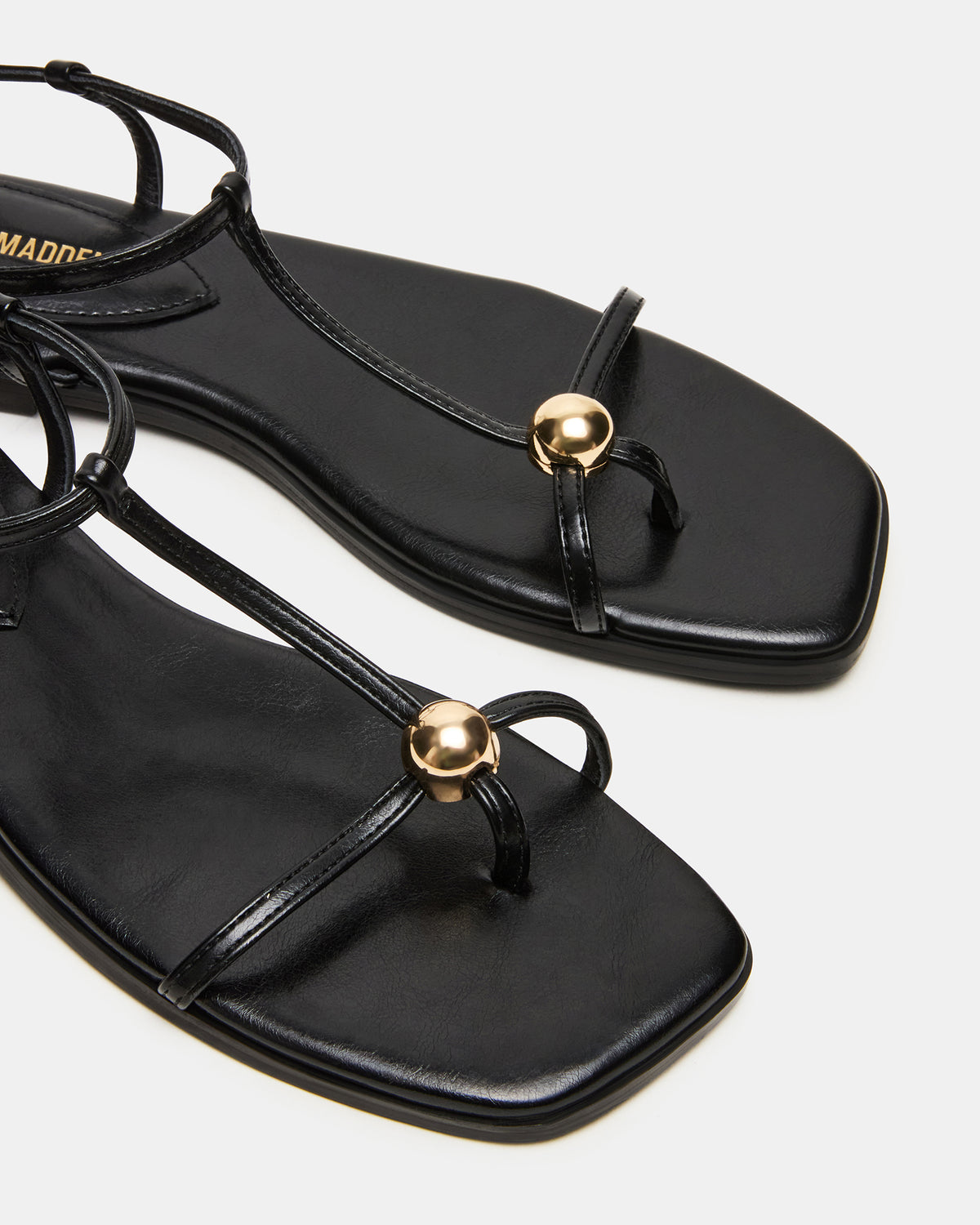 Steve Madden RITZY Black Square-Toe Strappy Women's Sandal
