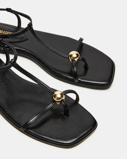 Steve Madden RITZY Black Square-Toe Strappy Women's Sandal