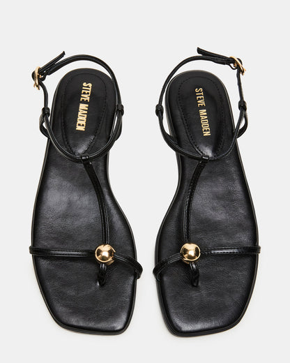 Steve Madden RITZY Black Square-Toe Strappy Women's Sandal