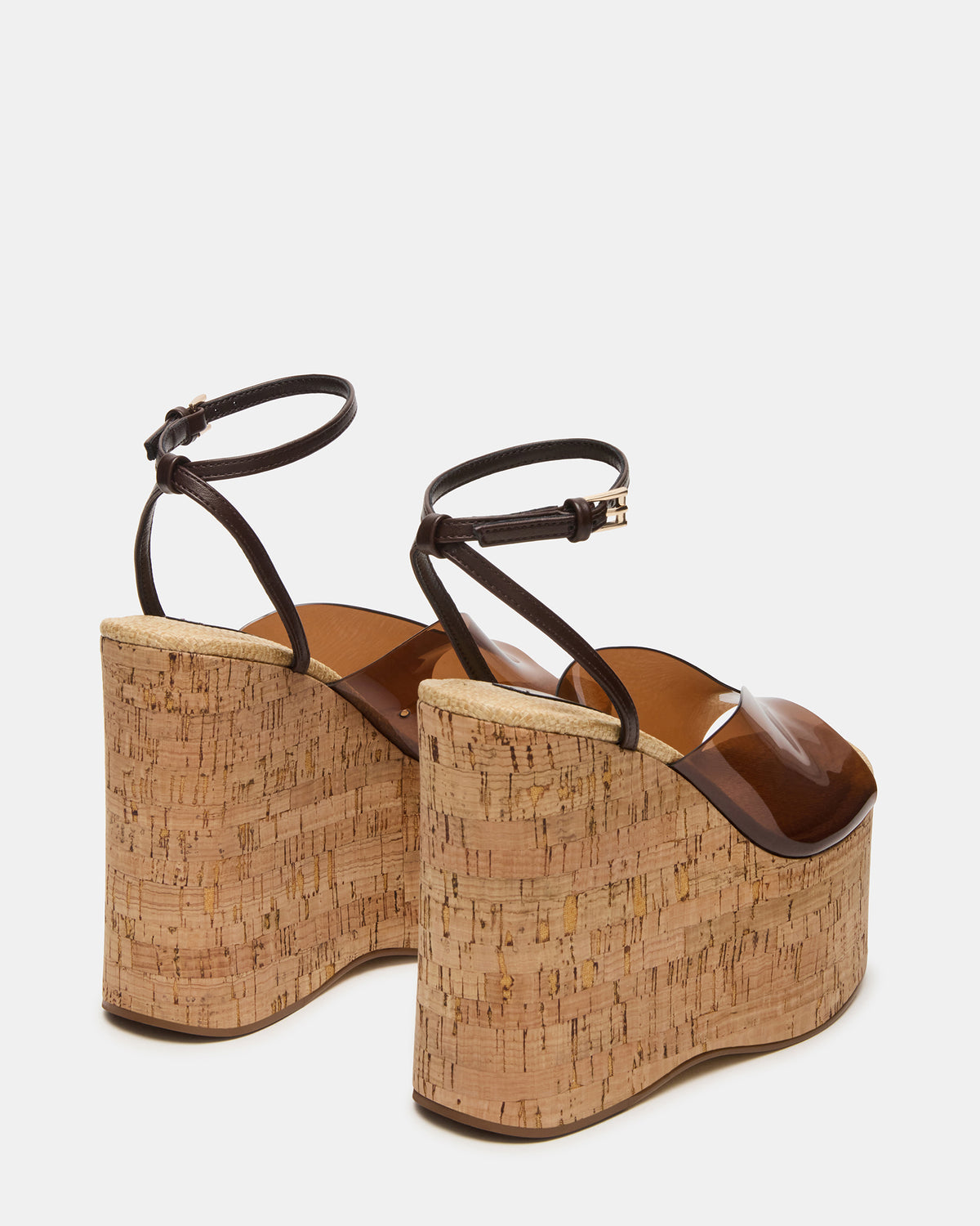 Steve Madden SINAI Brown Square-Toe Platform Wedge Strappy Women's Sandal