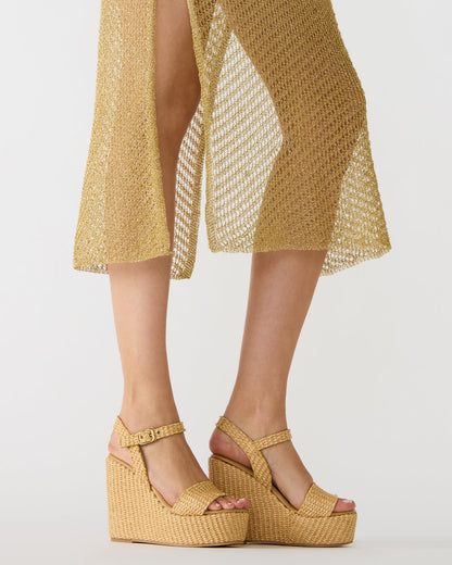 Steve Madden PALM Natural Raffia Platform Wedge Women's Sandal