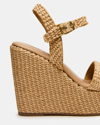 Steve Madden PALM Natural Raffia Platform Wedge Women's Sandal