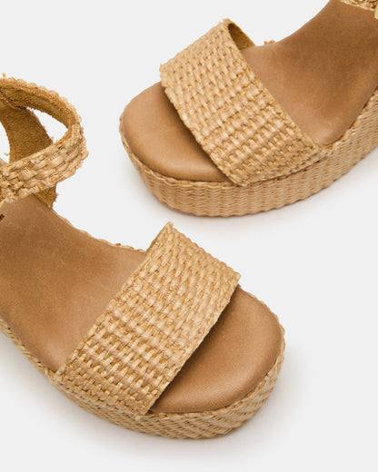 Steve Madden PALM Natural Raffia Platform Wedge Women's Sandal