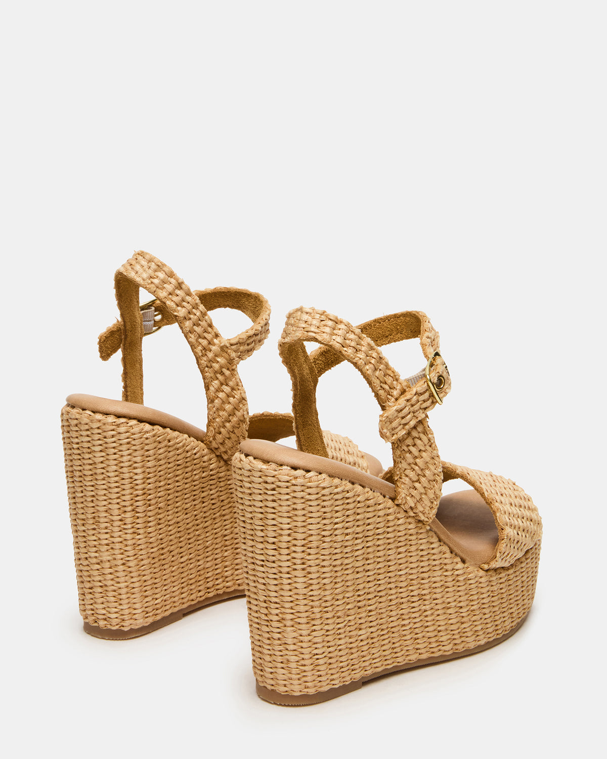Steve Madden PALM Natural Raffia Platform Wedge Women's Sandal