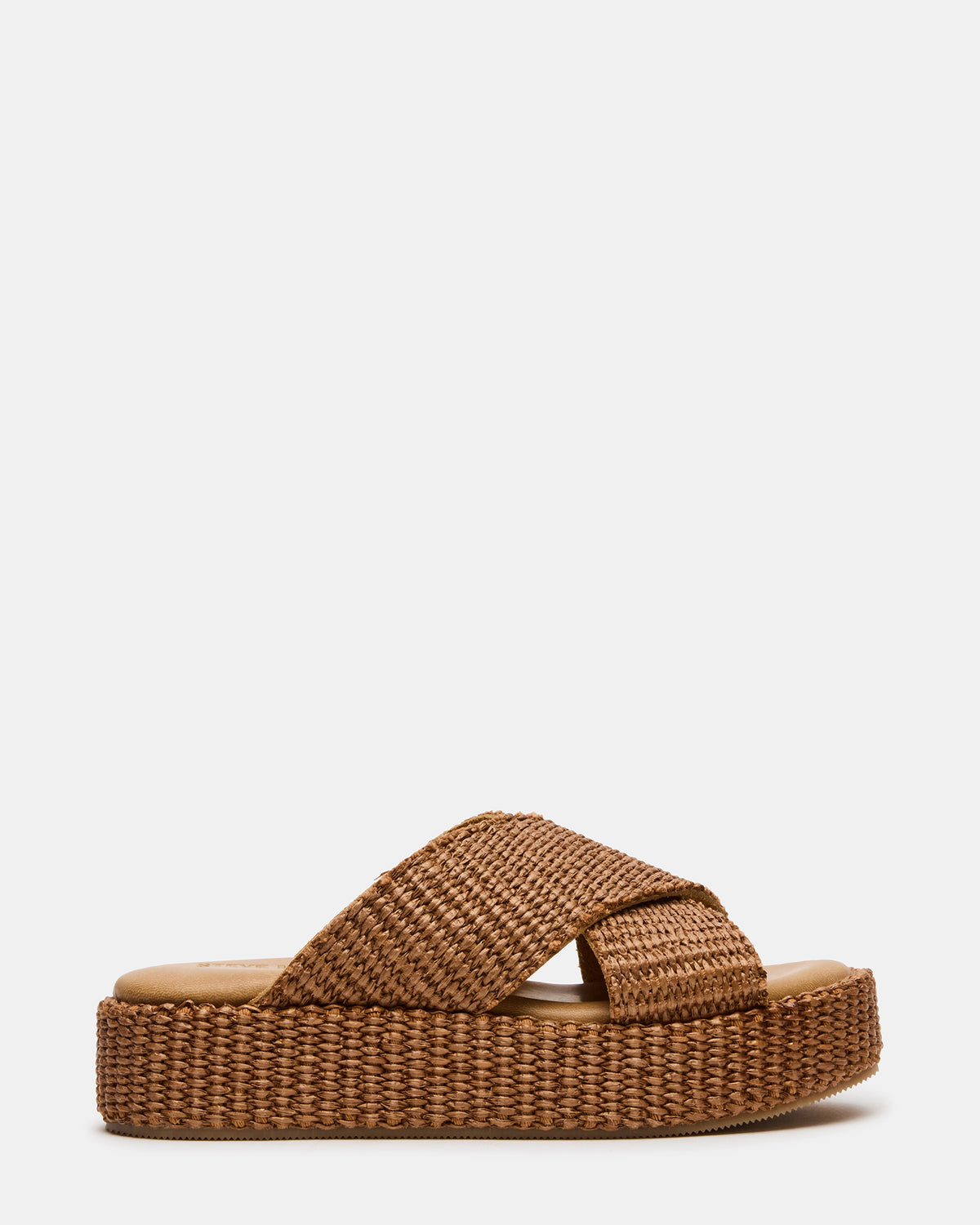 Steve Madden TULUM Brown Raffia Platform Flatform Women's Sandal