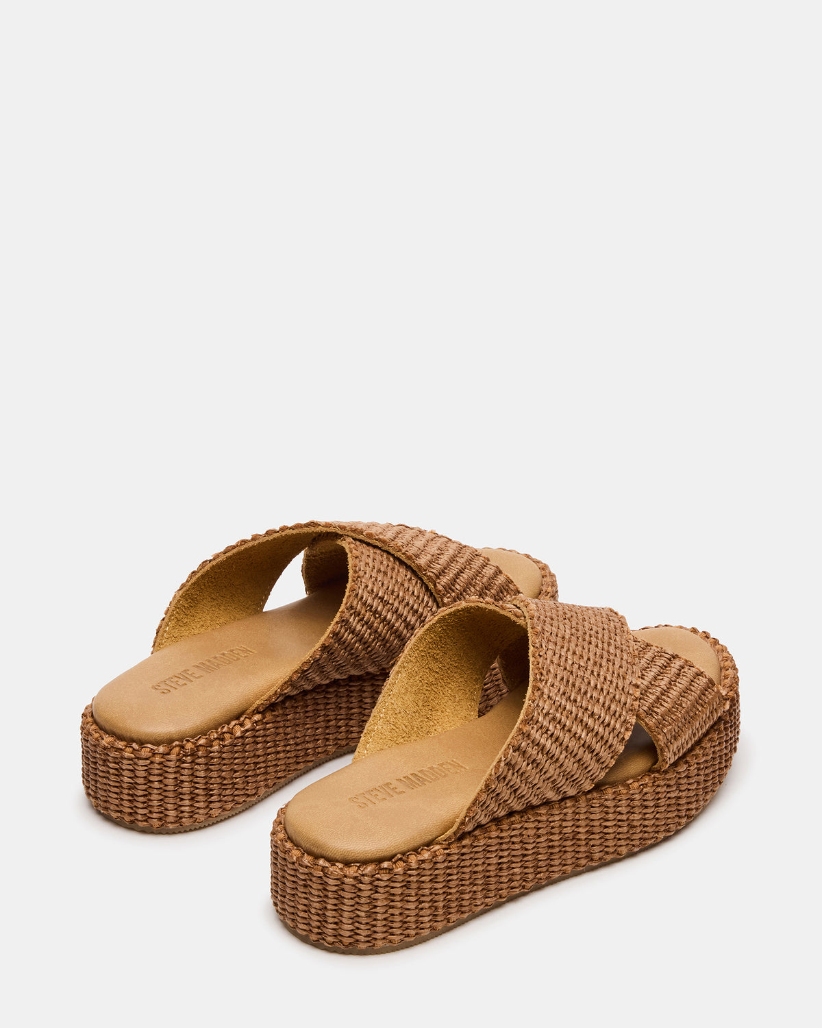 Steve Madden TULUM Brown Raffia Platform Flatform Women's Sandal