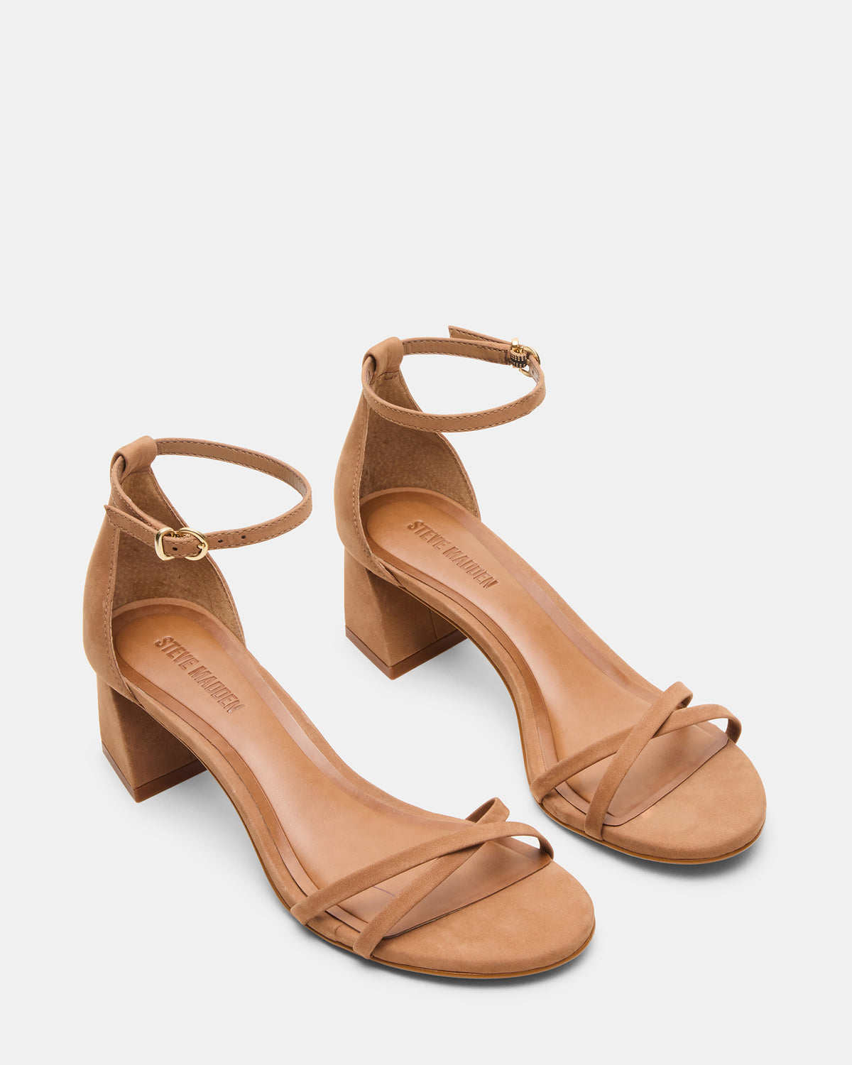 Steve Madden RAE Tan Nubuck Strappy Block Heel Women's Sandal