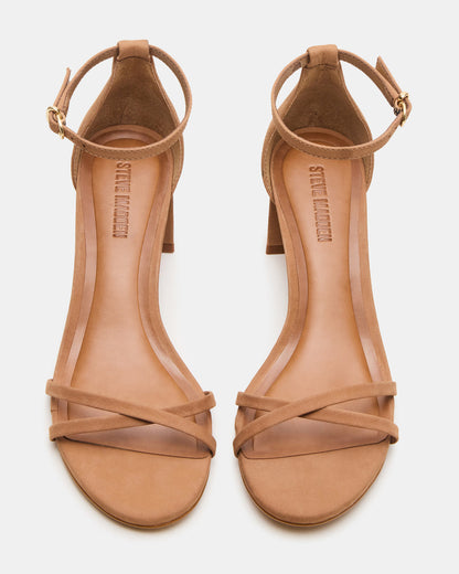 Steve Madden RAE Tan Nubuck Strappy Block Heel Women's Sandal
