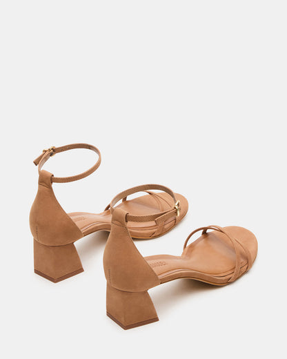 Steve Madden RAE Tan Nubuck Strappy Block Heel Women's Sandal