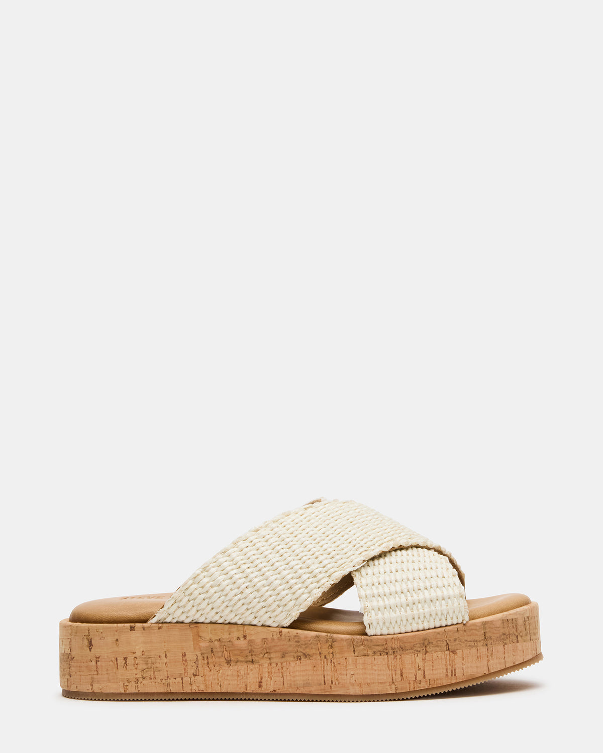 Steve Madden TULUM Bone Raffia Platform Flatform Women's Sandal