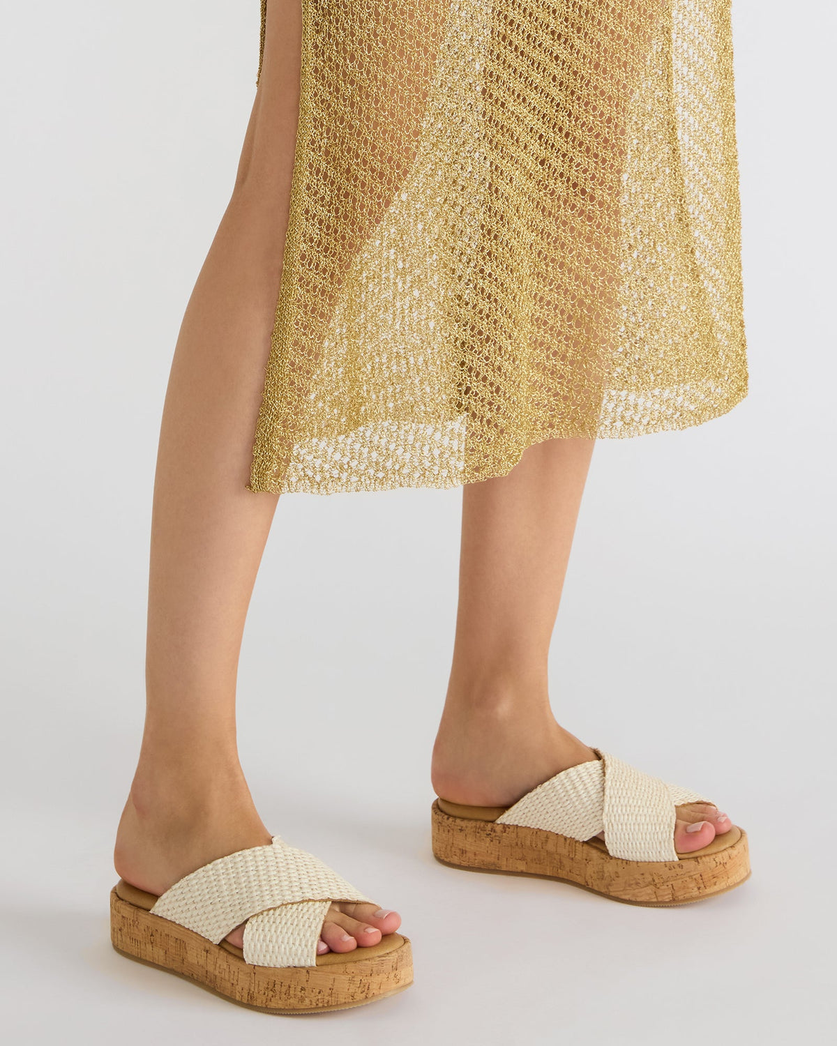 Steve Madden TULUM Bone Raffia Platform Flatform Women's Sandal