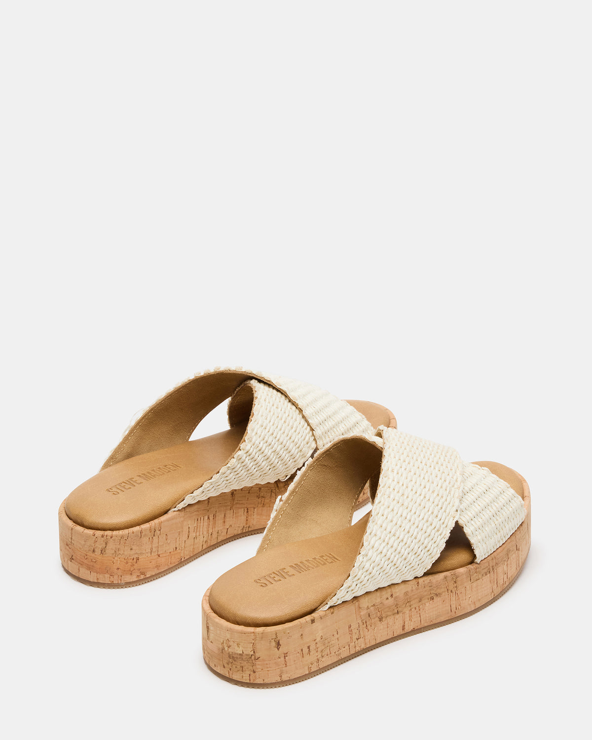 Steve Madden TULUM Bone Raffia Platform Flatform Women's Sandal