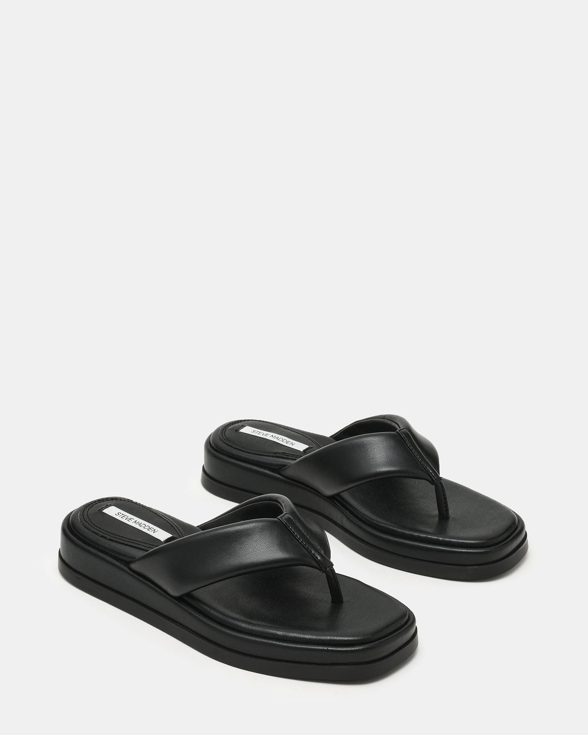 Steve Madden BELLA Black Thong Square-Toe Platform Women's Sandal