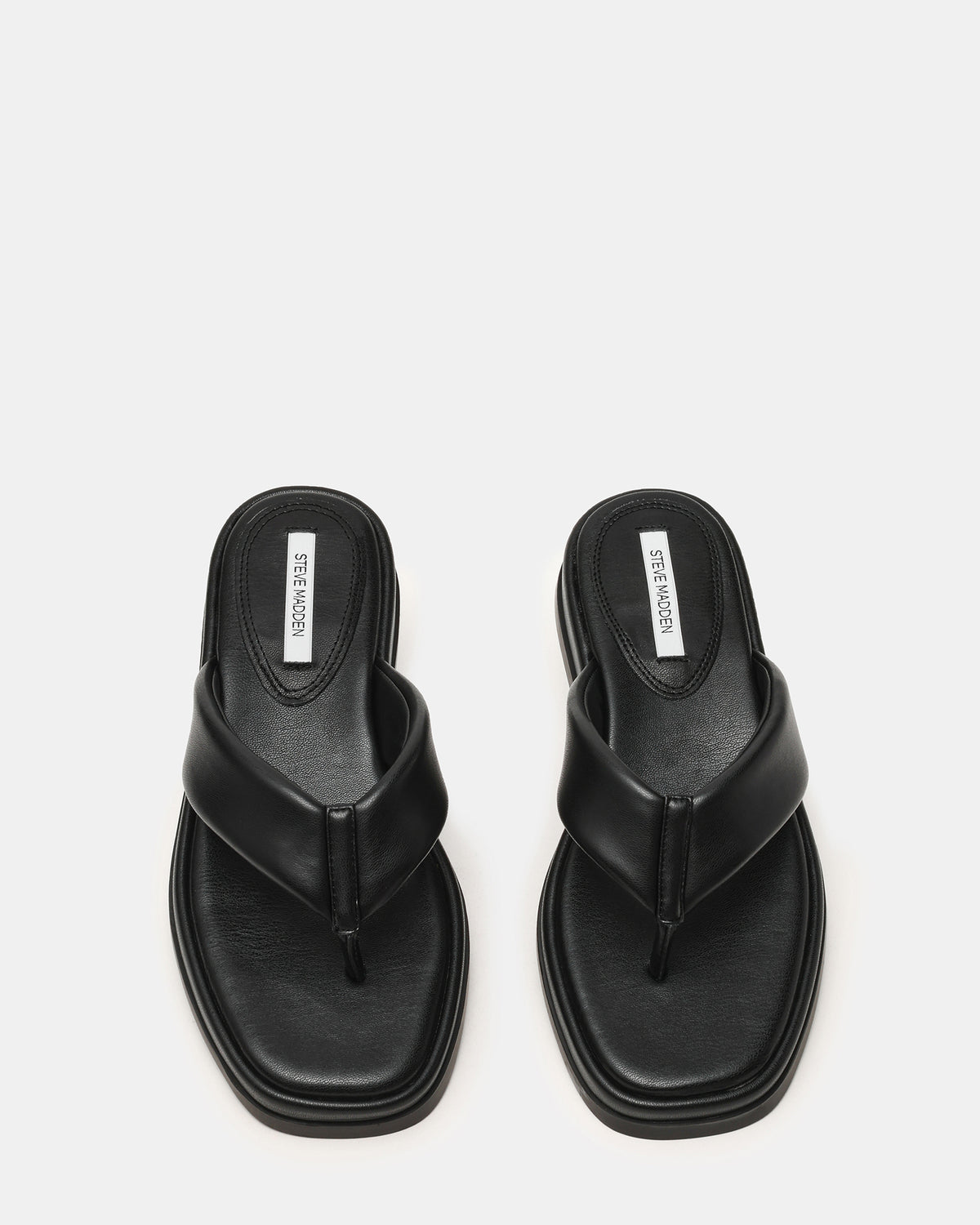 Steve Madden BELLA Black Thong Square-Toe Platform Women's Sandal