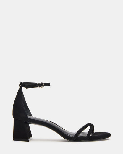 Steve Madden RAE Black Nubuck Strappy Block Heel Women's Sandal