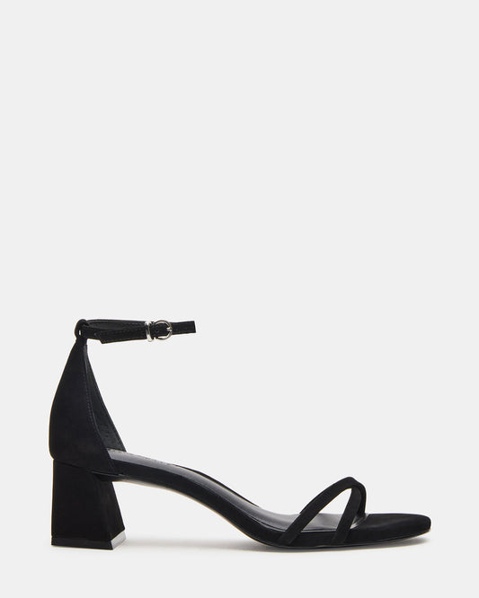 Steve Madden RAE Black Nubuck Strappy Block Heel Women's Sandal