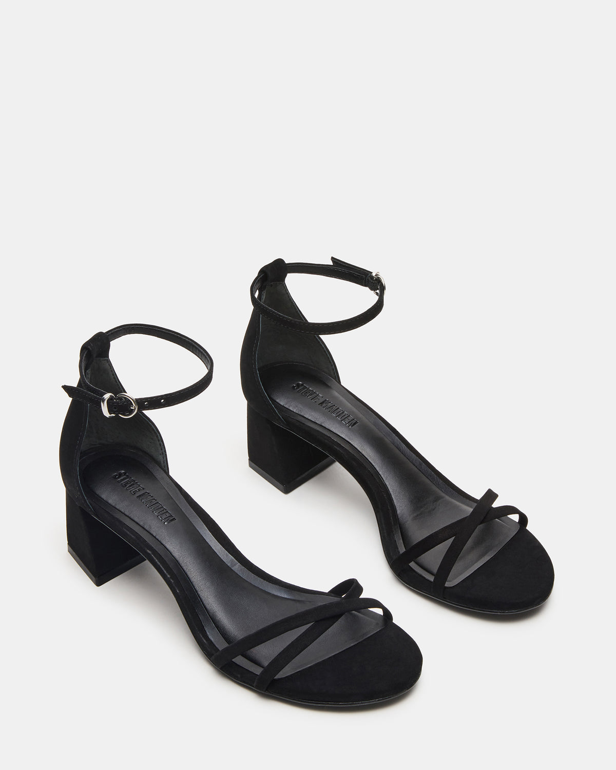 Steve Madden RAE Black Nubuck Strappy Block Heel Women's Sandal