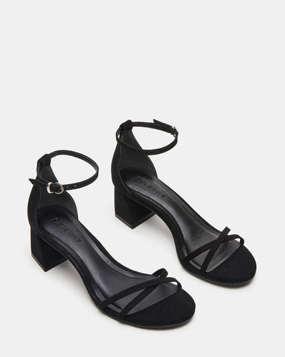 Steve Madden RAE Black Nubuck Strappy Block Heel Women's Sandal
