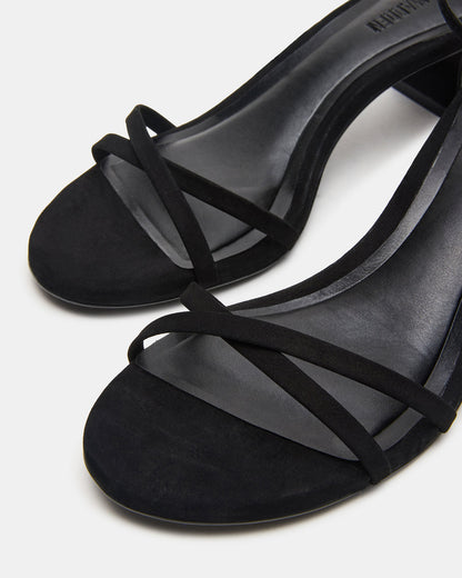 Steve Madden RAE Black Nubuck Strappy Block Heel Women's Sandal