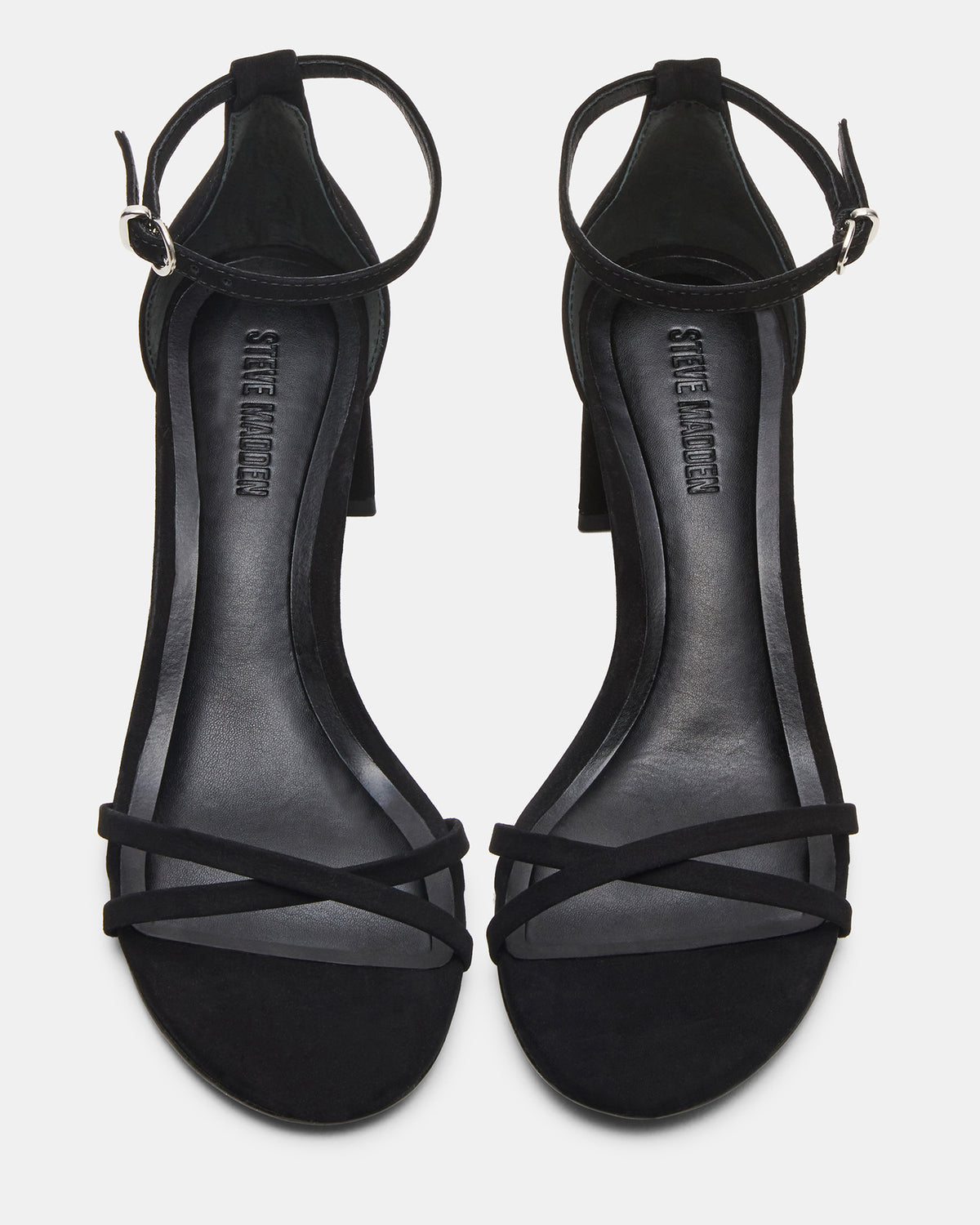 Steve Madden RAE Black Nubuck Strappy Block Heel Women's Sandal