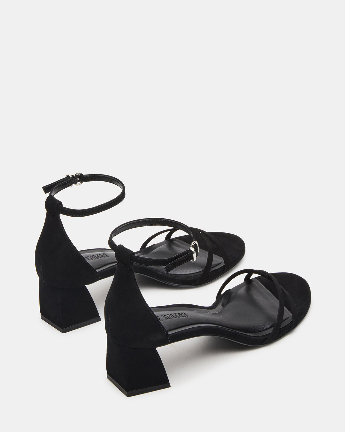 Steve Madden RAE Black Nubuck Strappy Block Heel Women's Sandal
