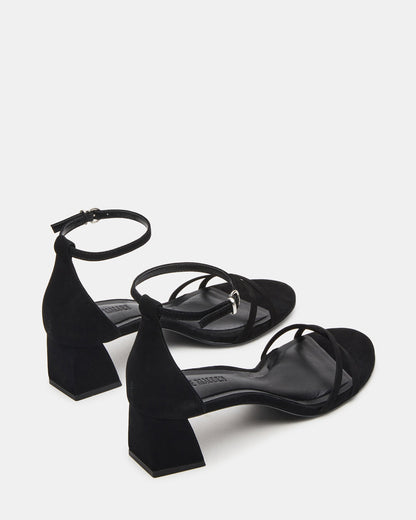 Steve Madden RAE Black Nubuck Strappy Block Heel Women's Sandal