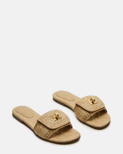 Steve Madden MORELAND Natural Raffia Slide Women's Sandal