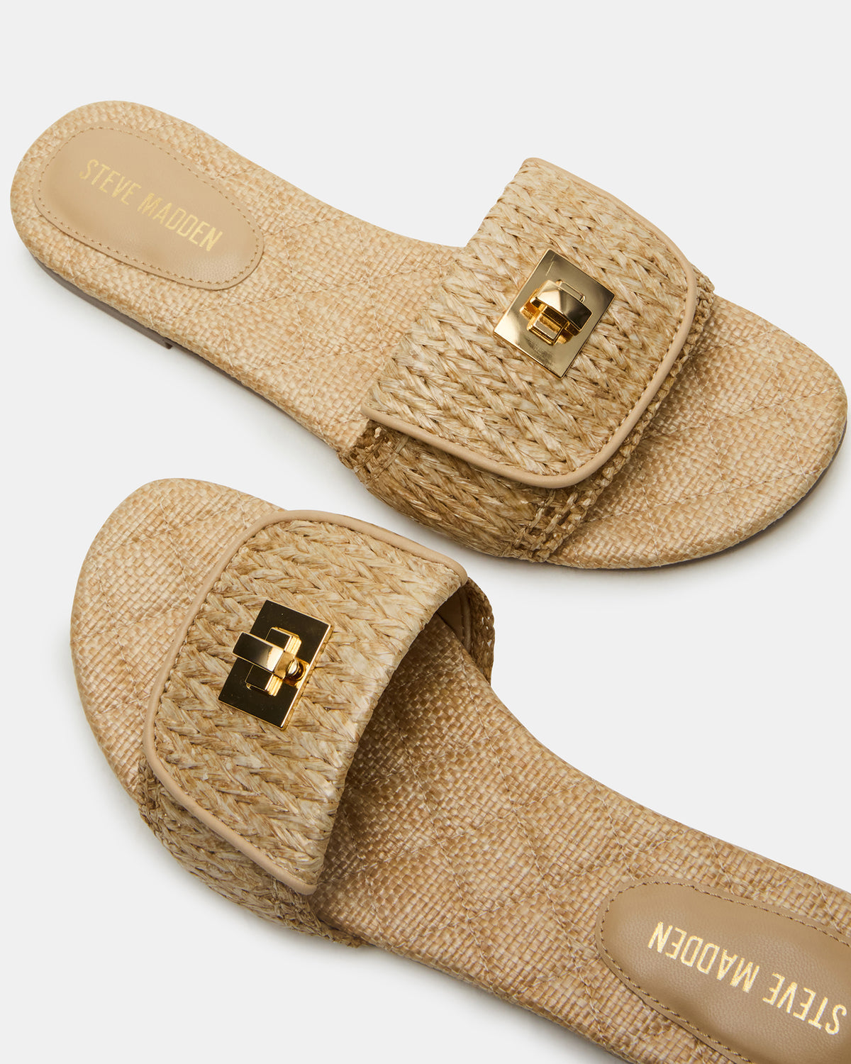 Steve Madden MORELAND Natural Raffia Slide Women's Sandal