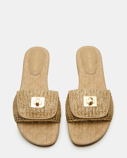 Steve Madden MORELAND Natural Raffia Slide Women's Sandal