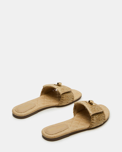 Steve Madden MORELAND Natural Raffia Slide Women's Sandal