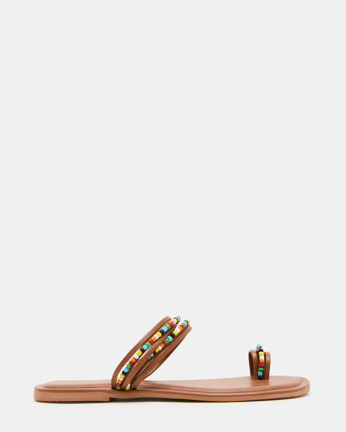 Steve Madden NABILA Tan Multi Sqaure-Toe Beaded Women's Sandal