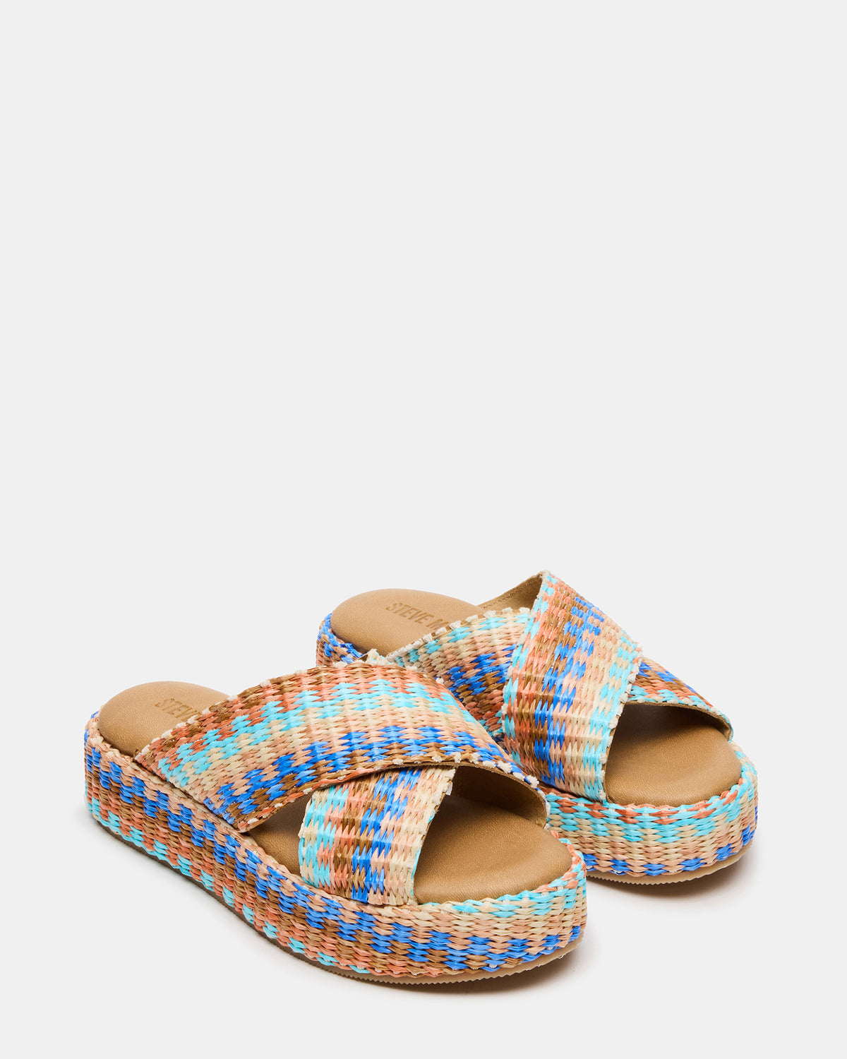 Steve Madden TULUM Raffia Multi Platform Flatform Women's Sandal