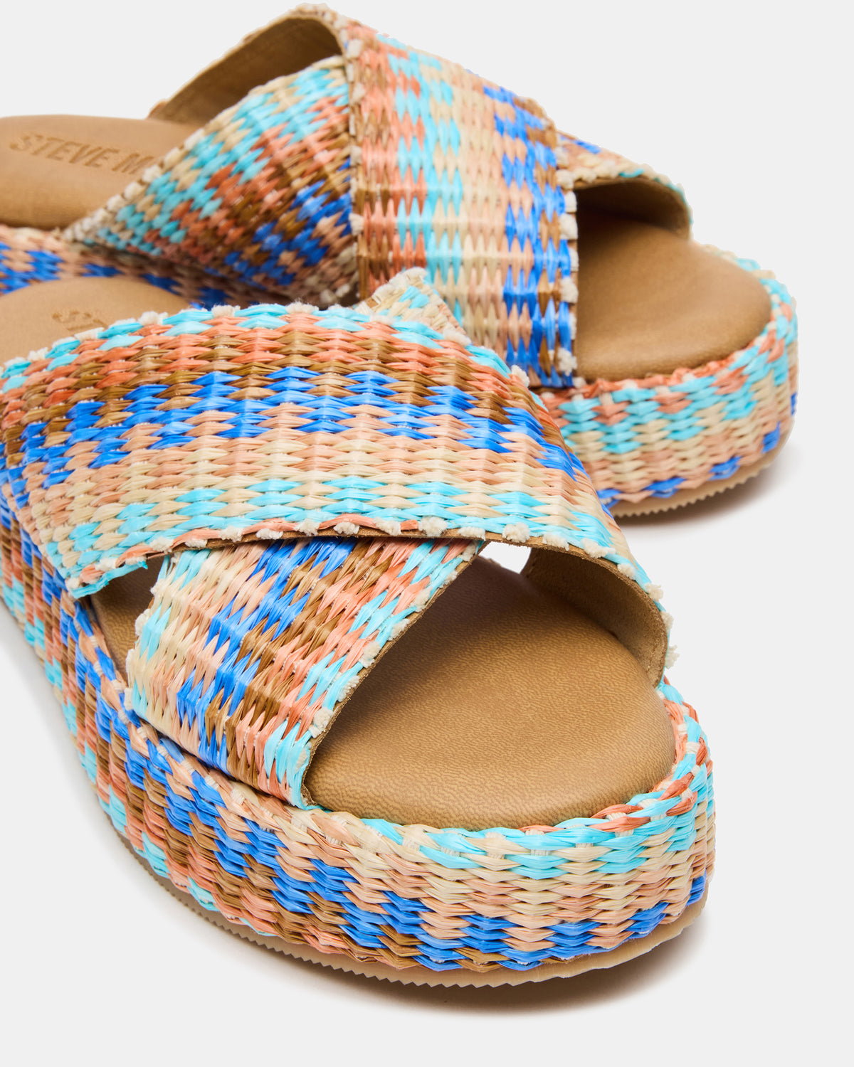 Steve Madden TULUM Raffia Multi Platform Flatform Women's Sandal