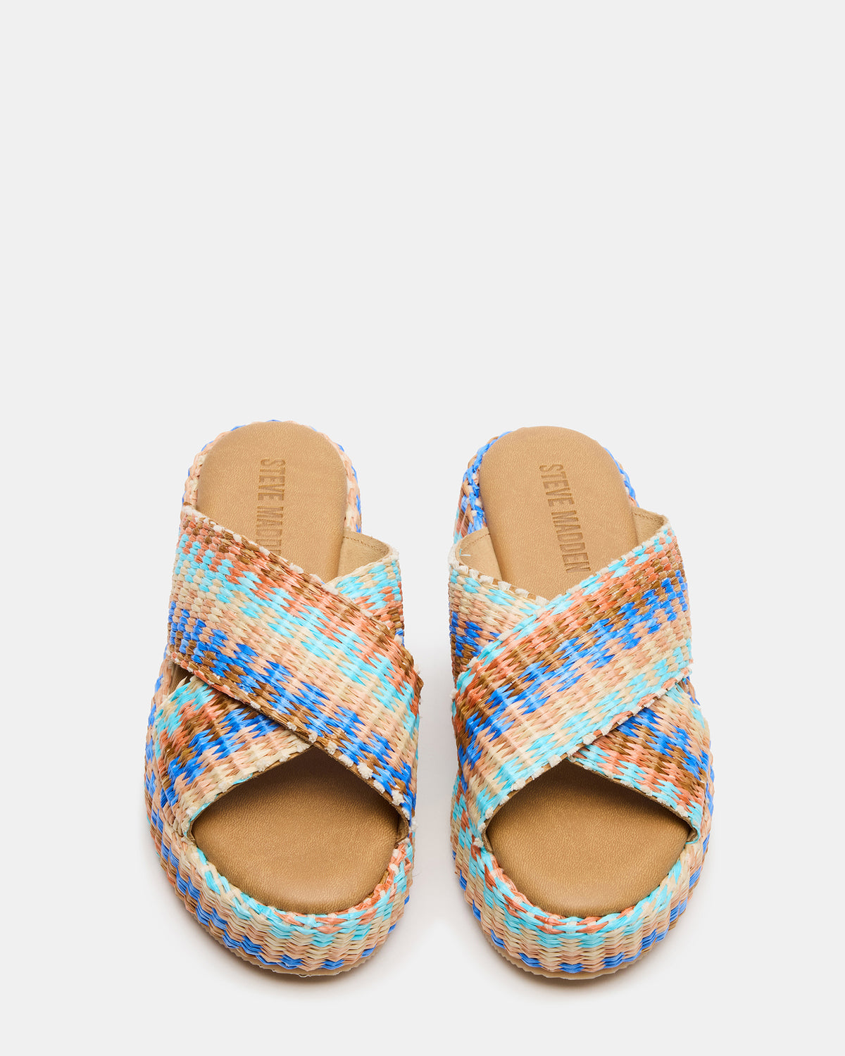 Steve Madden TULUM Raffia Multi Platform Flatform Women's Sandal