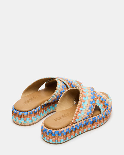 Steve Madden TULUM Raffia Multi Platform Flatform Women's Sandal