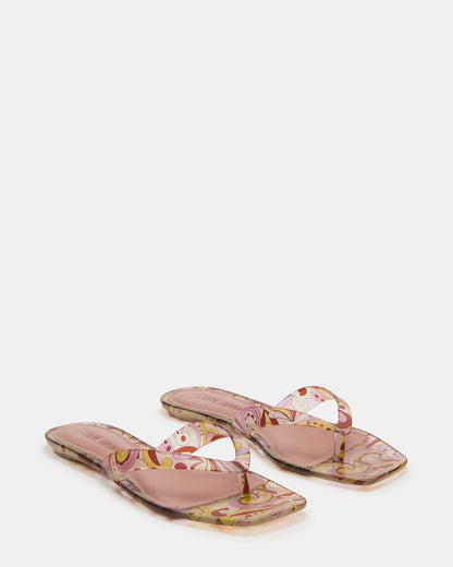 Steve Madden TRELLA Jelly Pink Print Square-Toe Thong Women's Sandal