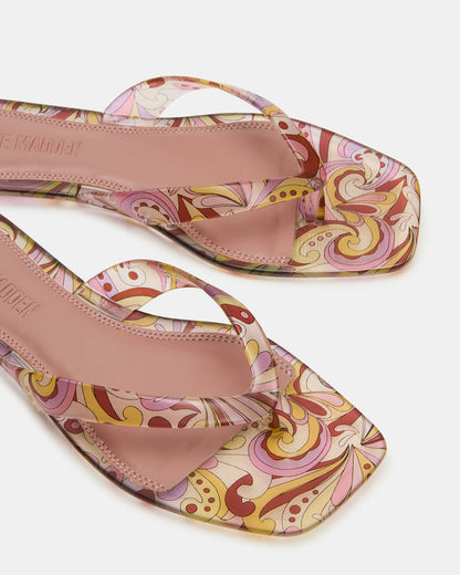 Steve Madden TRELLA Jelly Pink Print Square-Toe Thong Women's Sandal