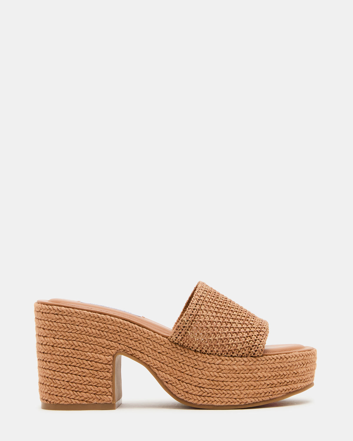 Steve Madden TRIPPY Cognac Raffia Platform Mule Women's Sandal