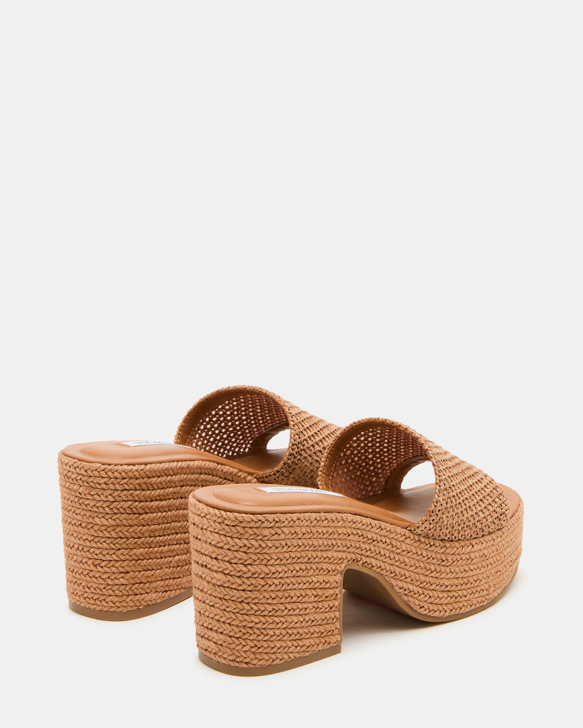 Steve Madden TRIPPY Cognac Raffia Platform Mule Women's Sandal