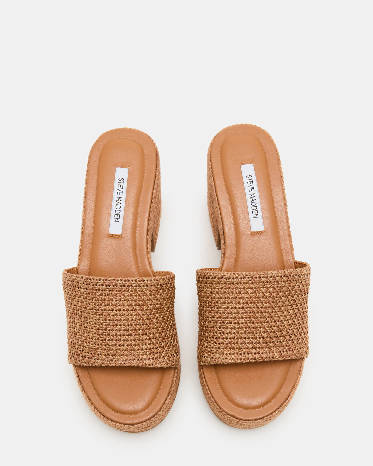Steve Madden TRIPPY Cognac Raffia Platform Mule Women's Sandal
