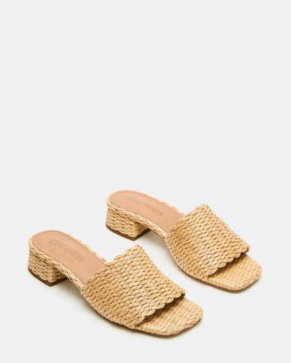 Steve Madden MONTGOMERY Raffia Square-Toe Slide Mule Women's Sandal